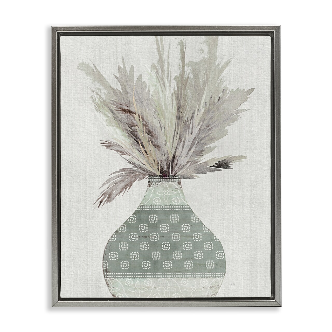 Stupell Industries Boho Wheat in Vase Floater Framed Canvas Wall Art Design by Susan Jill
